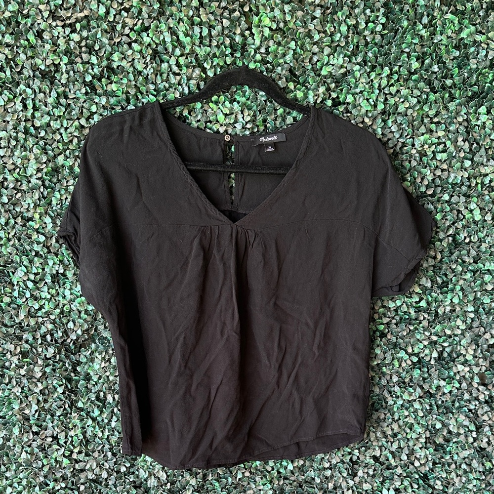 Madewell Elegant Black V-Neck Blouse
